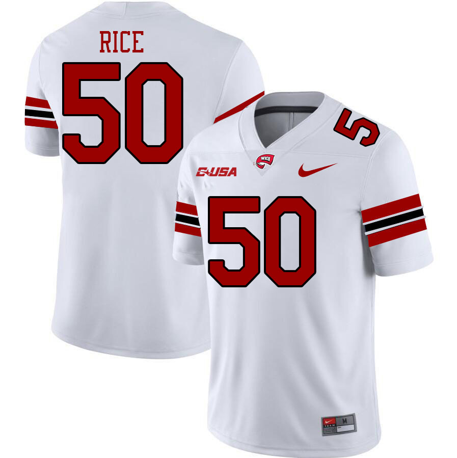 Western Kentucky Hilltoppers #50 Lonnie Rice College Football Jerseys Stitched Sale-White